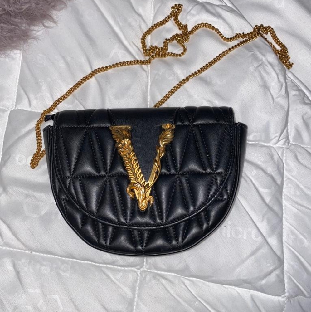 Black Versace Virtus Quilted Nappa